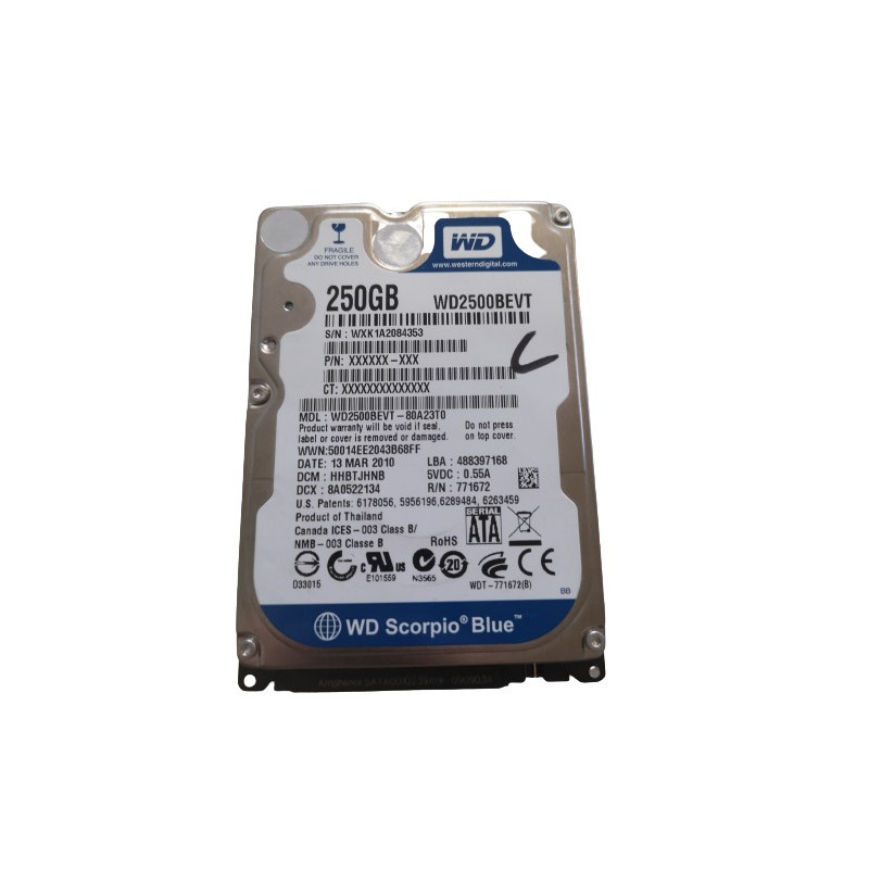 OCCASION - Western Digital WD2500BEVT 250BG 2.5" OCCASION - Western Digital WD2500BEVT 250BG 2.5"