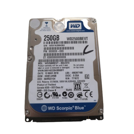 OCCASION - Western Digital WD2500BEVT 250BG 2.5"