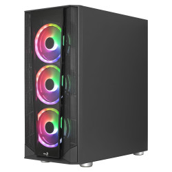 Boitier Moyen Tour ATX AeroCool Prism v3 ARGB avec panneaux vitrés (Noir)