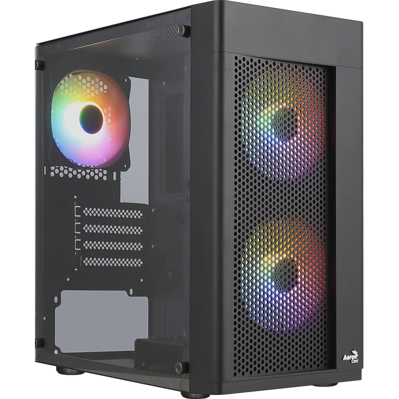 Boitier Moyen Tour ATX AeroCool Hexform RGB avec panneaux vitrés (Noir)