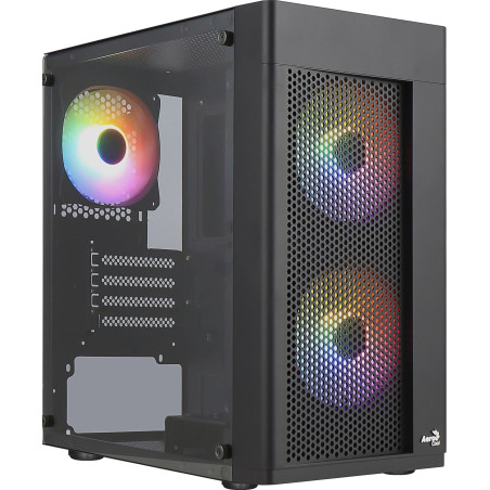 Boitier Moyen Tour ATX AeroCool Hexform RGB avec panneaux vitrés (Noir)