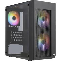 Boitier Moyen Tour ATX AeroCool Hexform RGB avec panneaux vitrés (Noir)