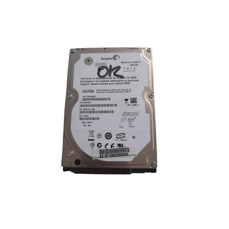 OCCASION - Disque Dur Seagate ST925082AS 250GB 2.5" OCCASION - Disque Dur Seagate ST925082AS 250GB 2.5"