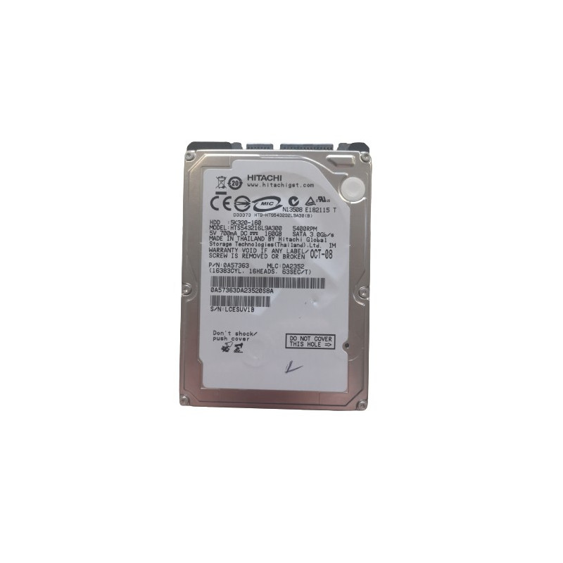 Disque Dur / HDD - Hitachi - HTS543232L9A30 - 160 Gb - SATA 2 - 2.5' Disque Dur / HDD - Hitachi - HTS543232L9A30 - 160 Gb - SATA 2 - 2.5'