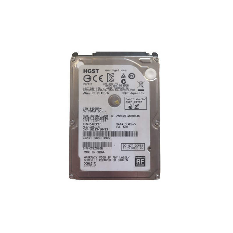 Disque Dur / HDD - HGST Hitachi - HTB-TS5SAF100 - 1TB - SATA 2 - 2.5' Disque Dur / HDD - HGST Hitachi - HTB-TS5SAF100 - 1TB - SATA 2 - 2.5'