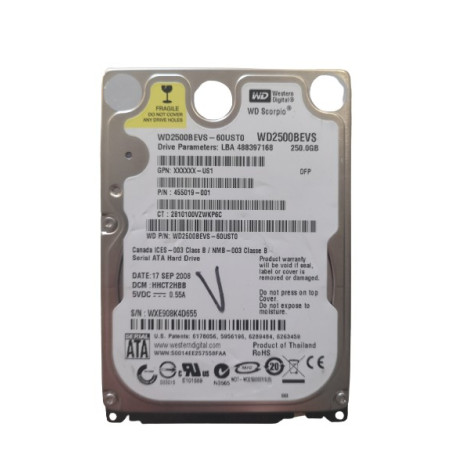 Disque Dur / HDD - Western Digital - WD2500BEVS - 250GB - SATA 2 - 2.5'