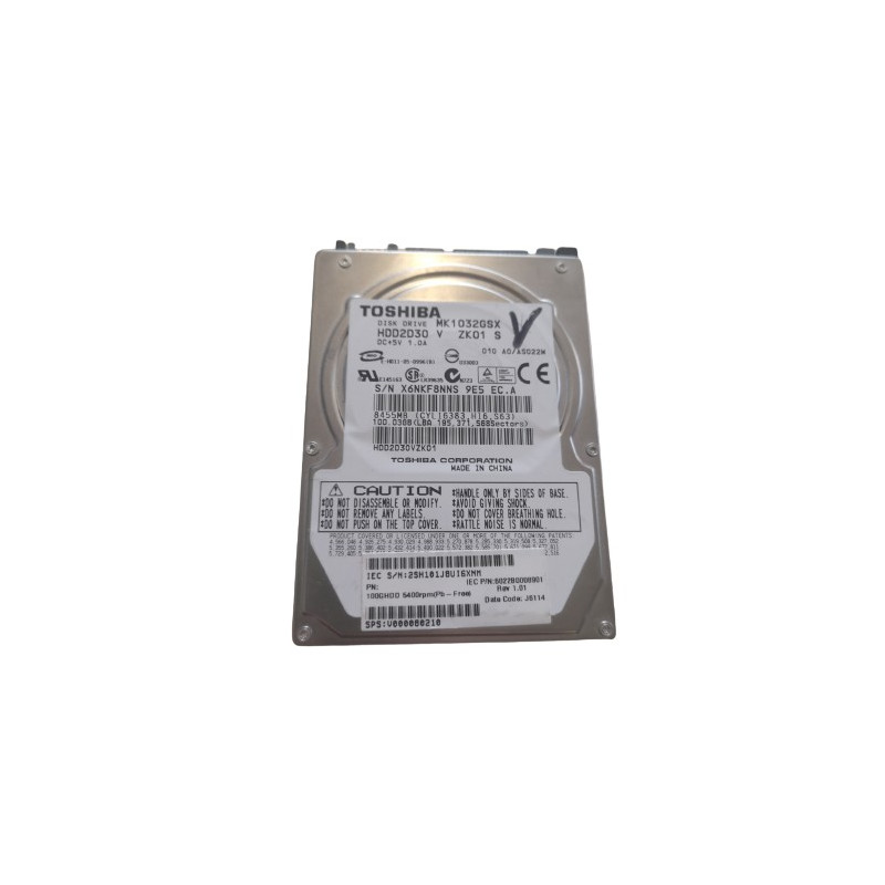 OCCASION - Disque dur Toshiba MK1032GSX 100Go Sata 2.5" 5400 tours/min OCCASION - Disque dur Toshiba MK1032GSX 100Go Sata 2.5" 5400 tours/min