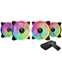 Lot de 4 Ventilateurs de boitier Gamdias Aeolus M2-1204R aRGB 12cm (Noir)
