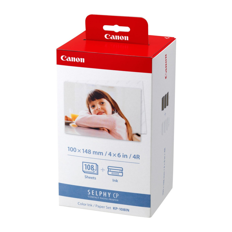 Pack 3 cartouches d'encre couleurs CANON KP-108IN pour Selphy CP + 108 feuilles