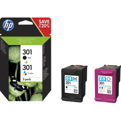 Pack 2 Cartouches d'encre HP 301 (Noir - Cyan, Magenta, Jaune)