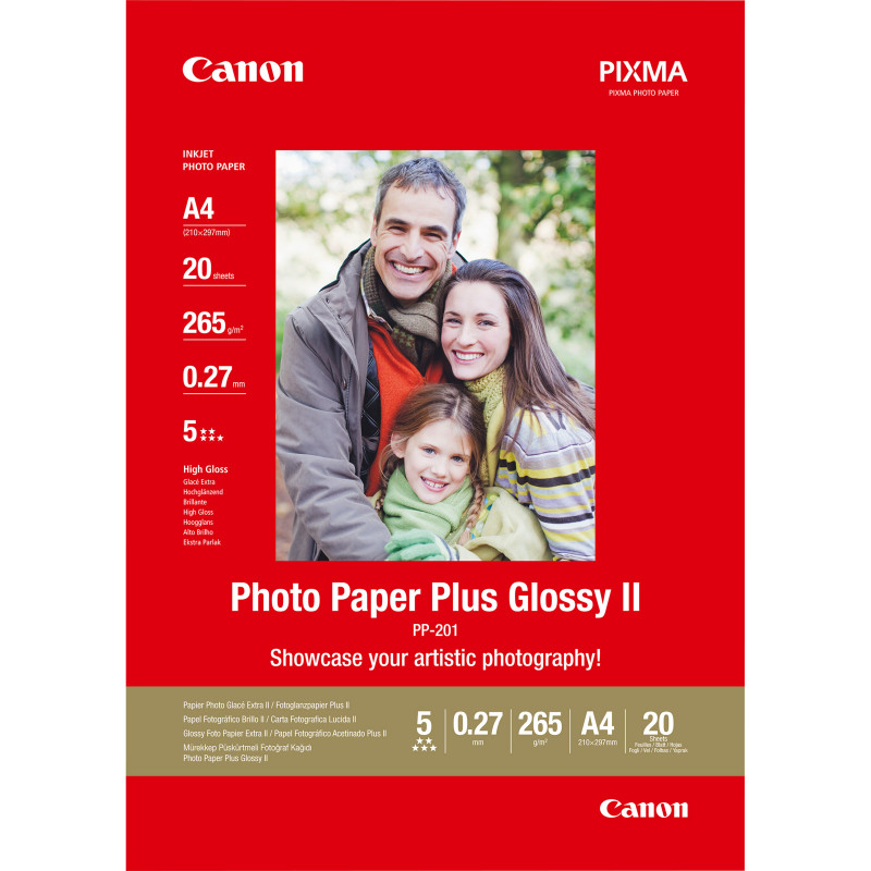 Papier Photo Canon Plus Glossy II - 275g m² - 20 feuilles A4 21x29.7 cm Papier Photo Canon Plus Glossy II - 275g m² - 20 feuilles A4 21x29.7 cm