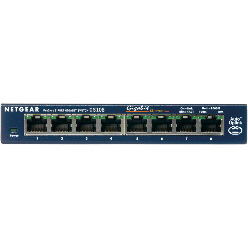 Switch réseau ethernet Gigabit Netgear GS108 - 8 ports (Métal)