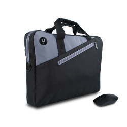 Sacoche Ordinateur Portable NGS Monray Master 15,6"max avec Souris sans fil (Noir Gris)