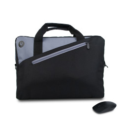 Sacoche Ordinateur Portable NGS Monray Master 15,6"max avec Souris sans fil (Noir Gris)