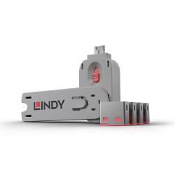 Lot de 4 Cadenas pour port USB Lindy (Gris Rouge)