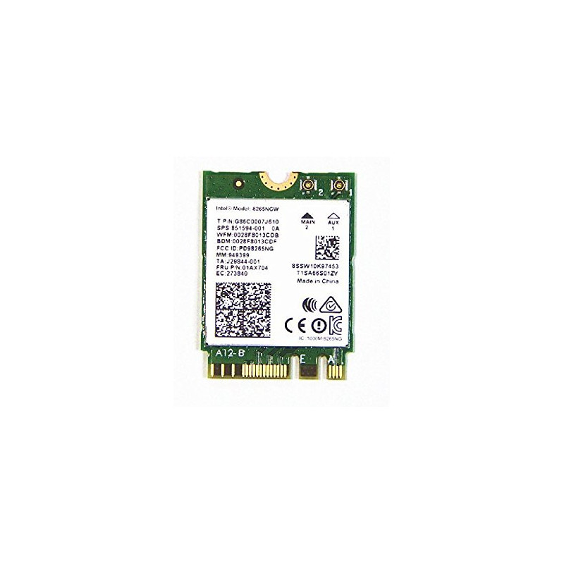 Carte Réseau M.2 Type 2230 WIFI Intel Dual Band Wireless-AC 8265 (900N + BT 4.0)