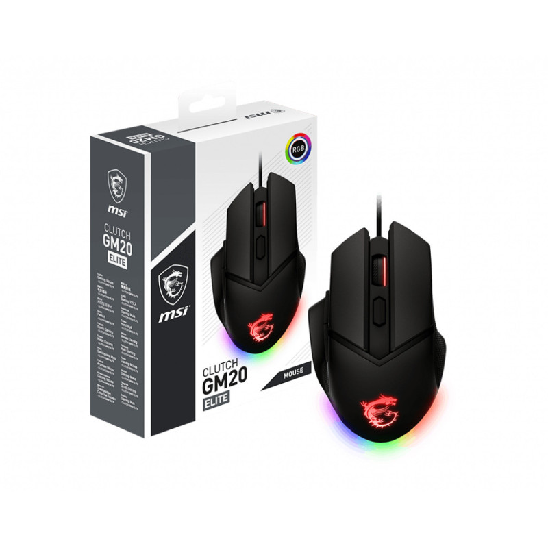 Souris filaire Gamer MSI Clutch GM20 Elite RGB (Noir)
