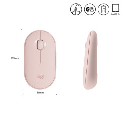 Souris sans fil Bluetooth Logitech Pebble M350 (Rose)
