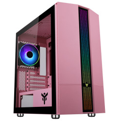Boitier Mini Tour Micro ATX iTek Liflig P41 RGB avec panneau vitré (Rose)