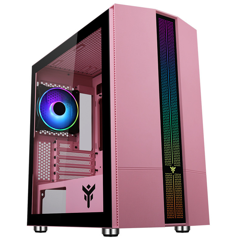 Boitier Mini Tour Micro ATX iTek Liflig P41 RGB avec panneau vitré (Rose)