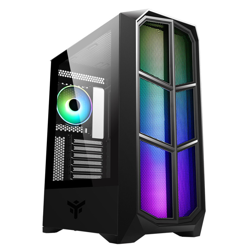 Boitier Moyen Tour ATX iTek Vertibra Y210 RGB avec panneau vitré (Noir)