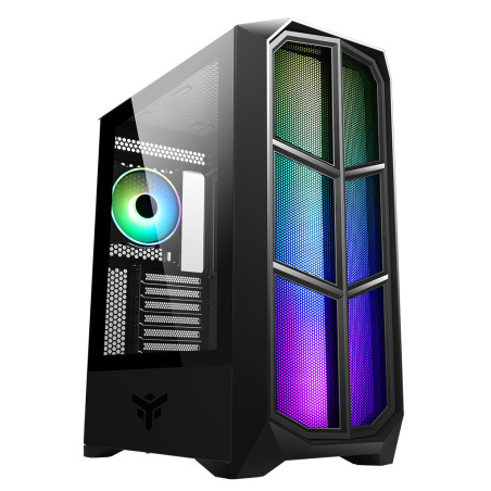 Boitier Moyen Tour ATX iTek Vertibra Y210 RGB avec panneau vitré (Noir)
