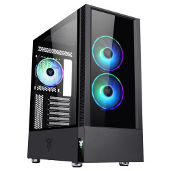 Boitier Moyen Tour ATX iTek Vertibra Q210 RGB avec panneaux vitrés (Noir)