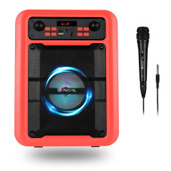 Enceinte nomade Bluetooth NGS Roller Lingo RGB avec Microphone (Rouge Noir)