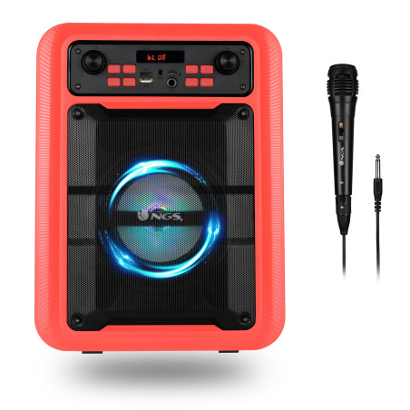Enceinte nomade Bluetooth NGS Roller Lingo RGB avec Microphone (Rouge Noir)