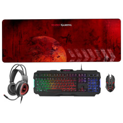 Pack 4 en 1 Gamer (Clavier Souris Casque Tapis) Mars Gaming MCPRGB2 RGB (Noir)