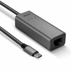 Carte Réseau Lindy USB 3.1 Type C vers RJ45 2,5 Gigabit (Gris)