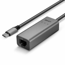 Carte Réseau Lindy USB 3.1 Type C vers RJ45 2,5 Gigabit (Gris)