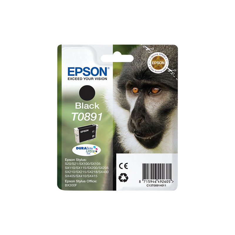 Cartouche d'encre Epson Singe T0891 (Noir)