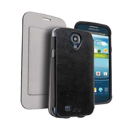 Etui avec rabat simili cuir pour Galaxy S4 - Black