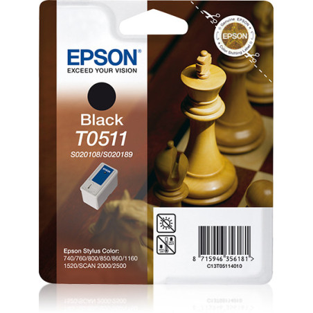 Cartouche d'encre Epson Echiquier T0511 (Noir)