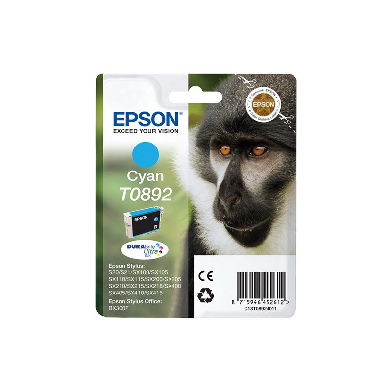 Cartouche d'encre Epson Singe T0892 (Cyan)