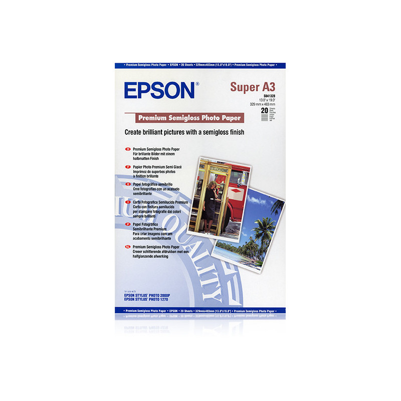 Papier Photo Epson Premium semi-glacé 251g m² - 20 feuilles Super A3