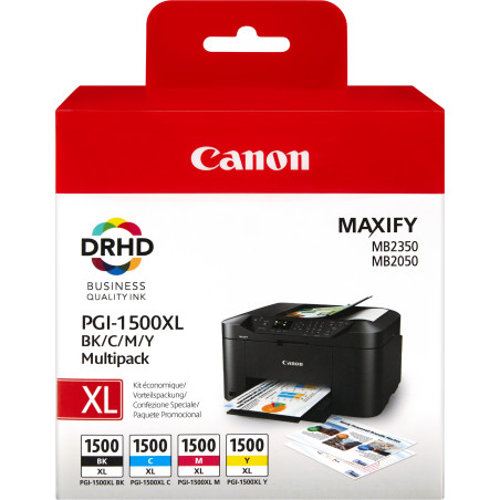 Pack 4 cartouche d'encre CANON PGI-1500XL (Noir, Cyan, Magenta, Jaune)