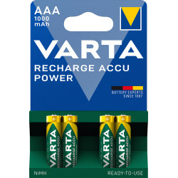 Pack 4 piles rechargeables Varta type AAA 1,2V - 1000 mAh (R03)