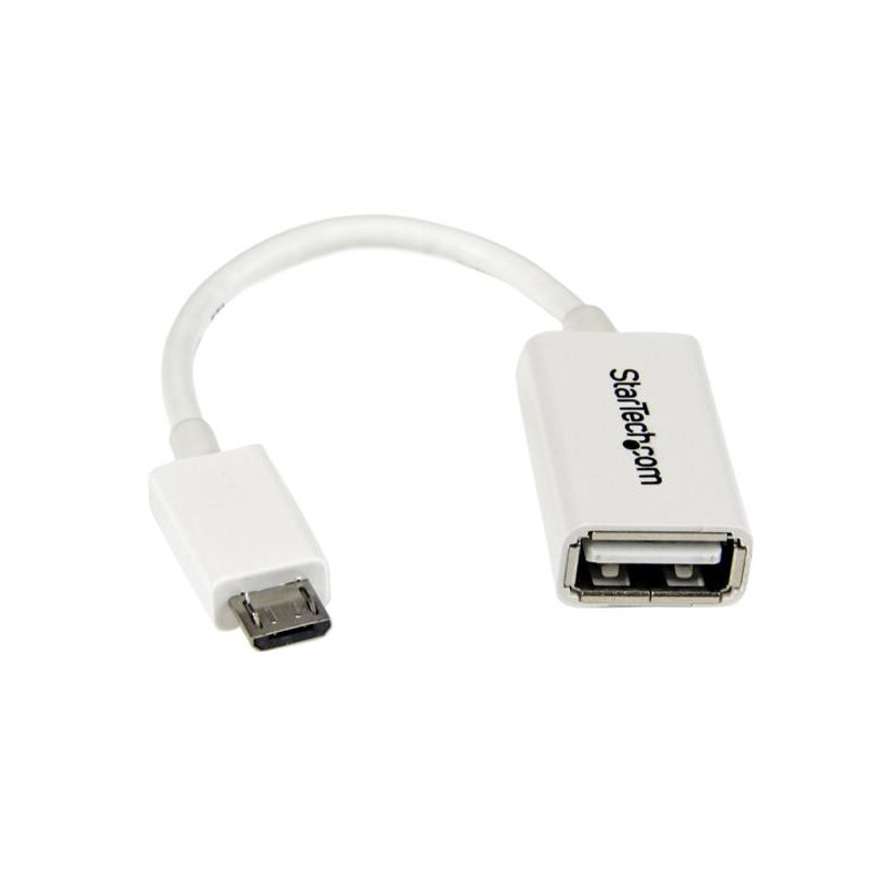 Adaptateur micro USB mâle vers USB femelle (OTG) Startech pour smartphone tablette (Blanc)