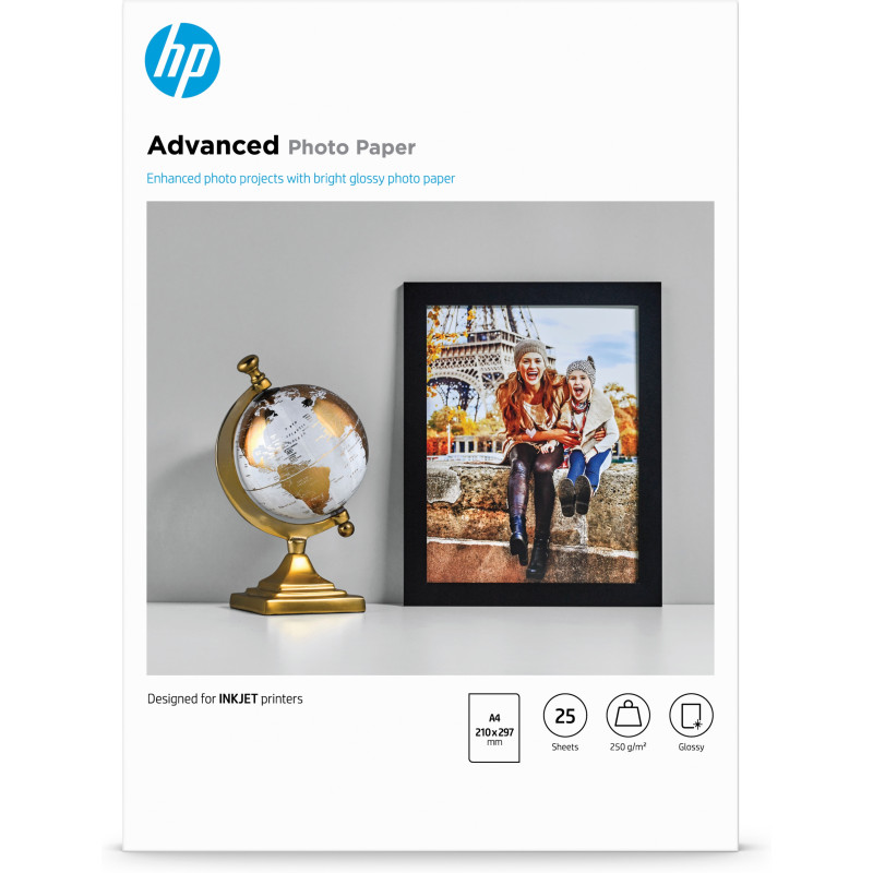 Papier photo HP Advanced Glossy Brillant - 25 feuilles 21x29.7 cm