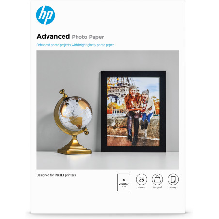 Papier photo HP Advanced Glossy Brillant - 25 feuilles 21x29.7 cm