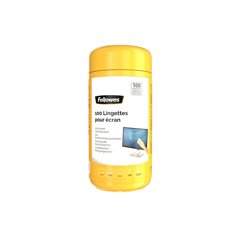 Boite Fellowes de 100 lingettes nettoyantes pour ecran LCD, LED et Plasma Boite Fellowes de 100 lingettes nettoyantes pour ecran LCD, LED et Plasma