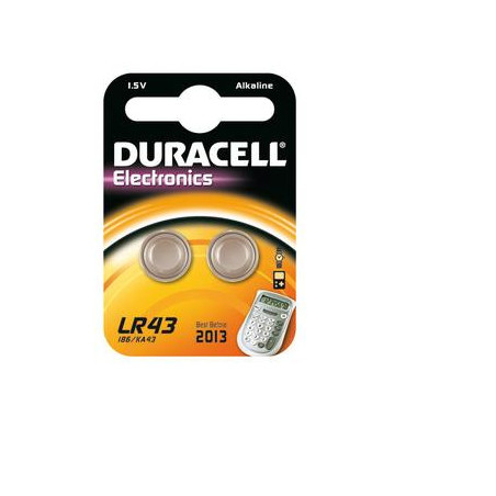 Pack de 2 piles Alcalines Duracell 1.5V (LR43)
