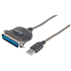 Cable adaptateur Manhattan USB Type A vers Parallèle DB25 1,8m (Noir)