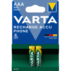 Lot de 2 piles rechargeables Varta type AAA 1,2V 750mAh (R03)
