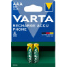 Lot de 2 piles rechargeables Varta type AAA 1,2V 750mAh (R03)