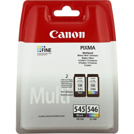 Pack 2 cartouches d'encre Canon PG-545XL CL-546XL (Noir + Couleurs) avec 50 Feuilles 10x15cm