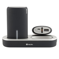 Kit Station de charge NGS TwinPeaks avec 2x Batteries USB 5000 mAh pour smartphones (Noir Gris)