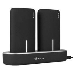 Kit Station de charge NGS TwinPeaks avec 2x Batteries USB 5000 mAh pour smartphones (Noir Gris)